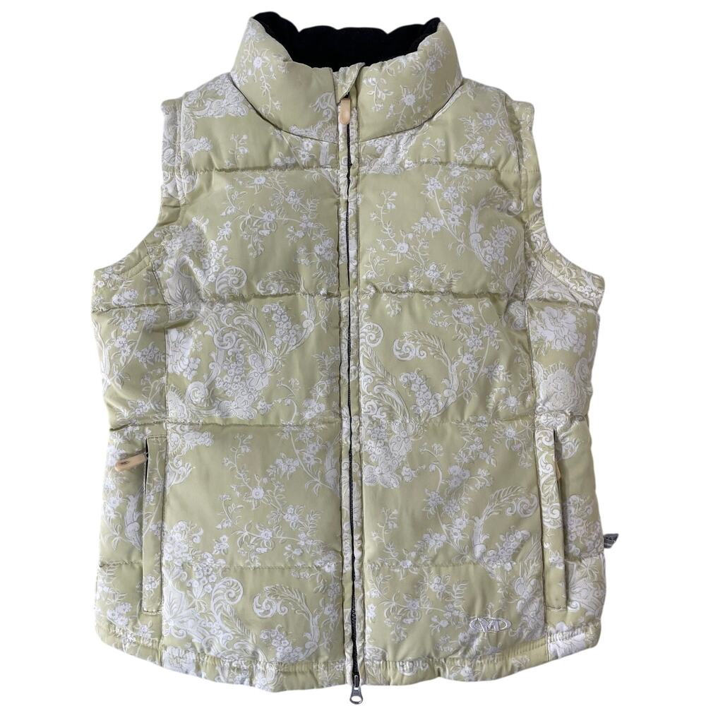 Marker Down Puffer Vest Womens Floral Zip Insulated 80/20 Yellow